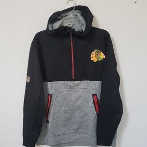 NHL Chicago Blackhawks Fanatics Authentic Pro Hoodie Mens L 1/4 Zip Pullover